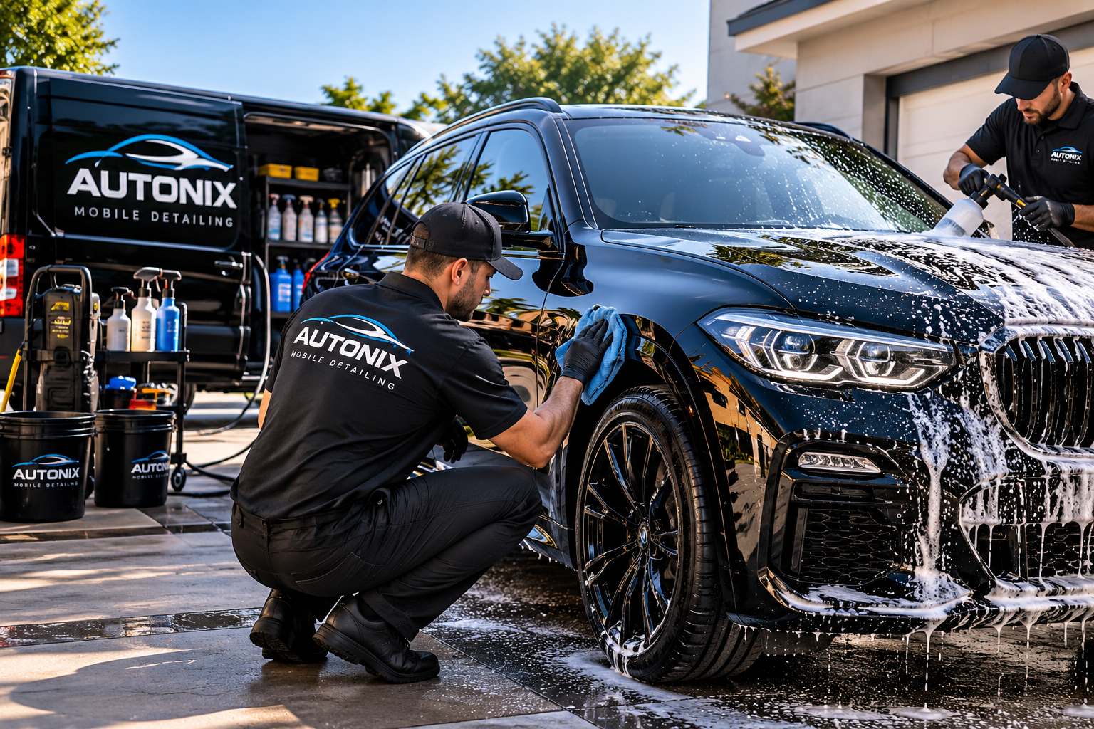 Autonix mobile detailing team cleaning a vehicle